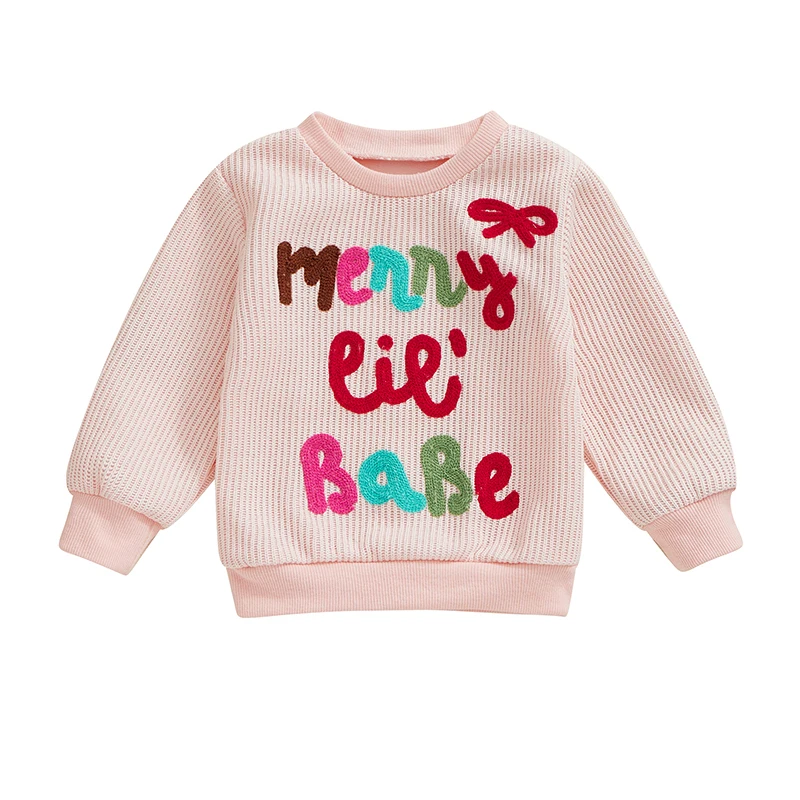 

Baby Girls Boys Winter Sweaters Letter Embroidered Long Sleeve Round Neck Knitted Pullover