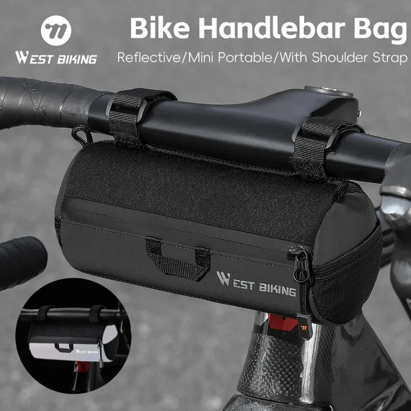 

WEST BIKING Светоотражающая сумка на руль Портативная передняя трубка с плечевым ремнем для MTB/дорожных велосипедов