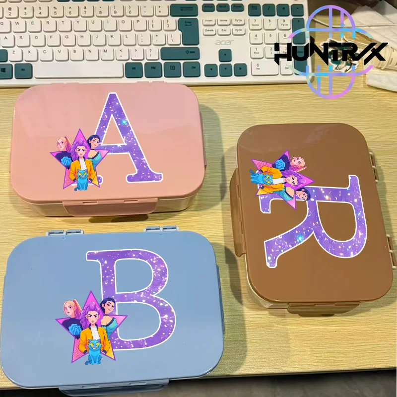 

K-Pop Охотники на демонов Буква A-Z Флип-бокс для завтрака KPop Rumi Mira Zoey Контейнеры для еды Детский школьный пикник Отдельный ланч-бокс в подарок