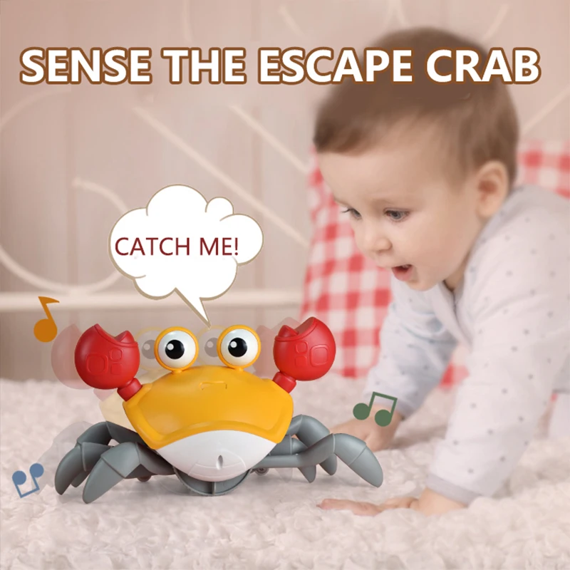 Sensing Crawling Crab Baby Cute Toys Interactive Walking Dancing with Music Automatically Avoid Obstacles Toys for Kids Toddler