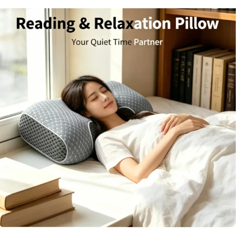 Ergonomic Grey Soybean Fiber Neck Pillow 2 Pack Support Cervical Reduce Discomfort for Home Bedroom Sleeping
