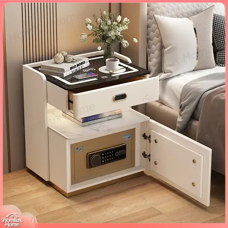2024 Smart Integrated Cabinet Bedside Table with Fingerprint Lock Password Security Nightstand for Bedroom Home Office