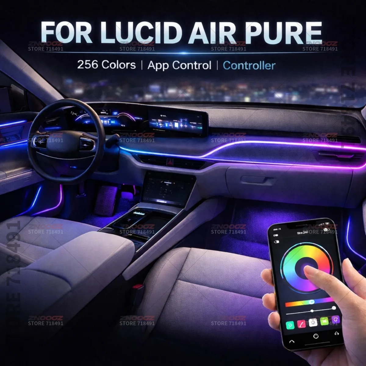 

22в1 RGB интерьер автомобиля акриловые автомобильные окружающие освещение RGB скрытая акриловая полоса украшения атмосферные аксессуары для Lucid Air Pure