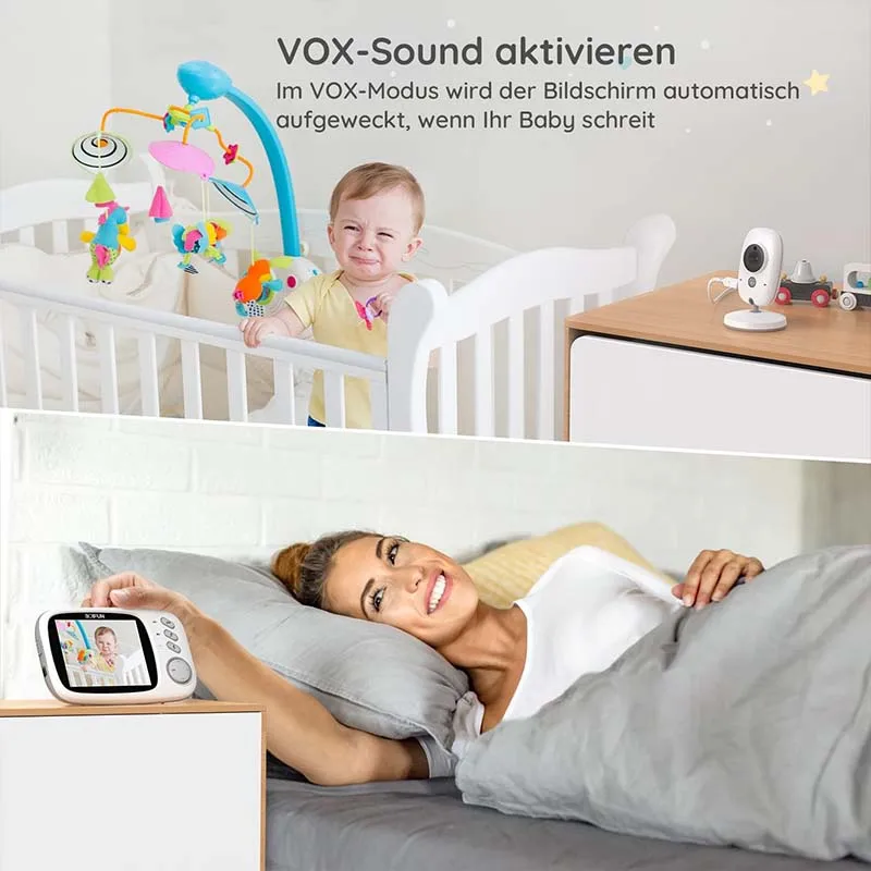 Boifun 3.2 Inch Digital LCD Screen Wireless Baby Monitor with Camera,  Surveillance with  VOX, Night Vision,Temperature Monitor