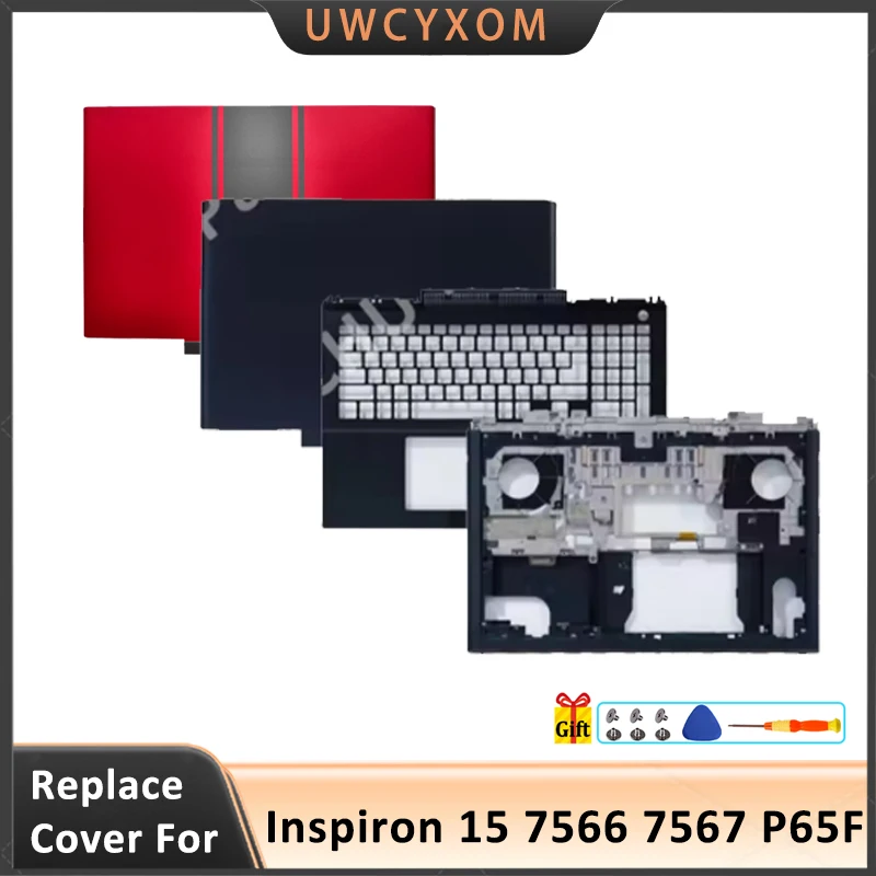 

Original Top Case For Inspiron 15 7566 7567 P65F Laptop LCD Back Cover Front Bezel Palmrest Bottom Case Air Outlet