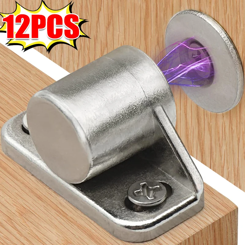 Pestillos de puerta magnéticos de aleación, topes de puerta para cajón de armario, Kit de herrajes para muebles, pestillos magnéticos fuertes con tornillos