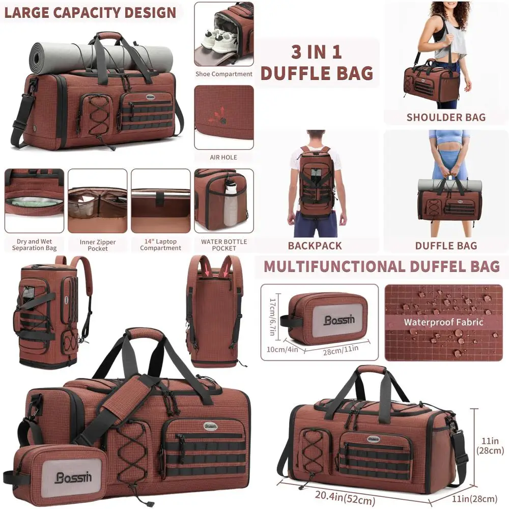 

45L Unisex Travel & Sports Duffle Bag with Shoe Compartment for Gym & Weekend Trips