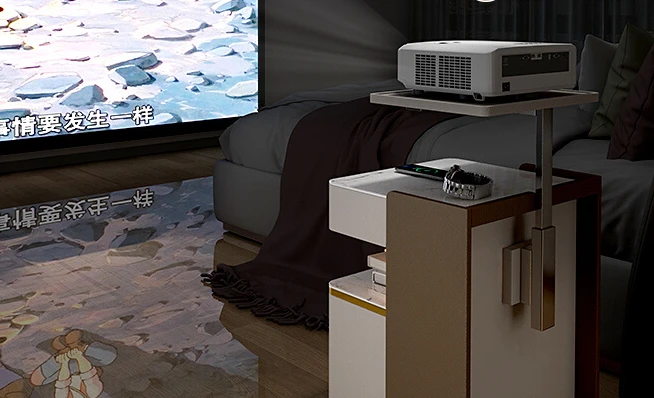 Lift bedside table storage box, removable folding window headtable can put projector stand