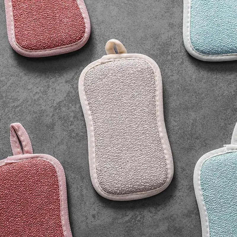 1pc Dishwashing brush Bamboo fiber Not stained with oil Sponge wiping Multifunctional Dishwashing cloth Kitchen tools