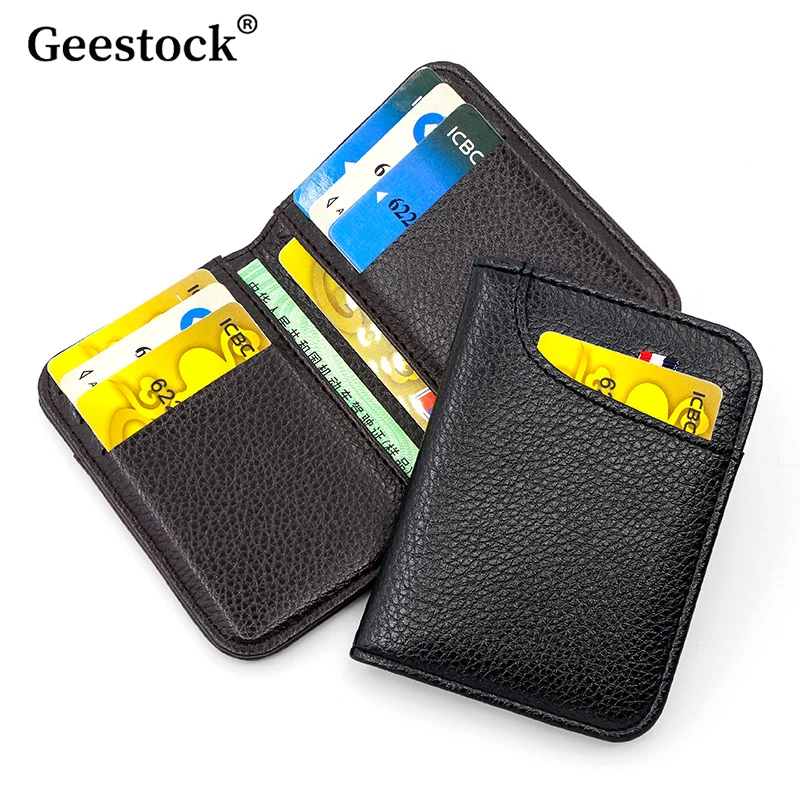 

Geestock Men's Portable Card Bag Multi Functional Light Thin Card Bag Men's Card Holder Multi Slot Card Sleeve Card Clip Wallet