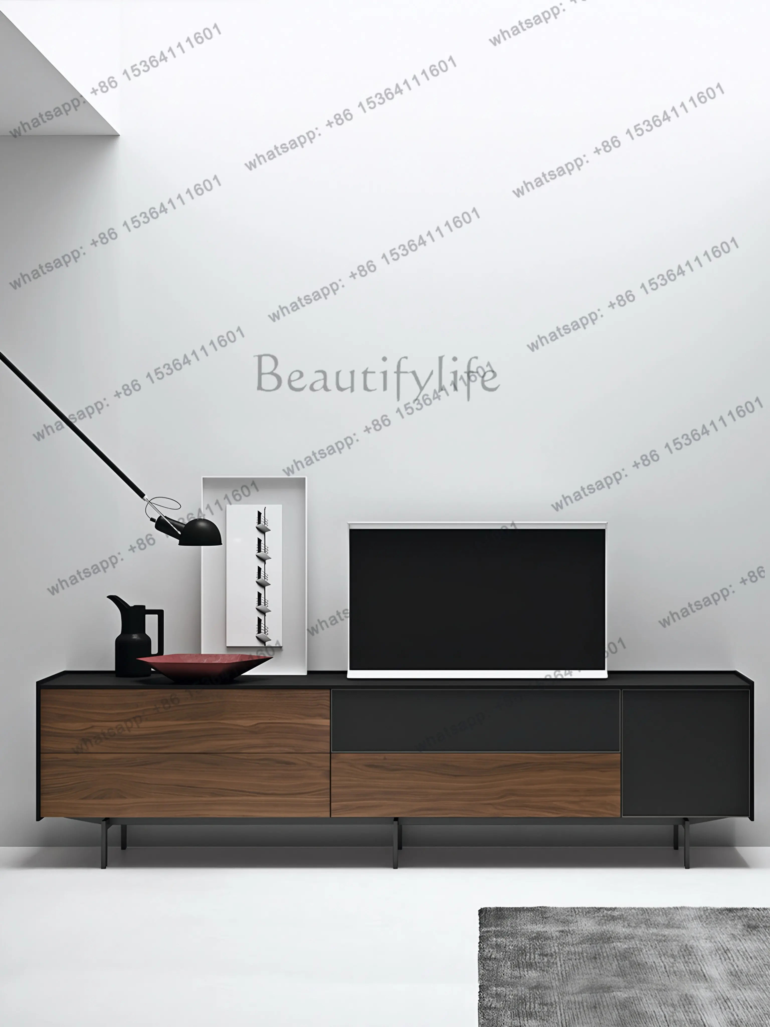 Factory Direct Italian minimalist living room high-low storage cabinet Nordic lacquered TV cabinet