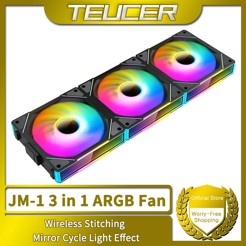 

TEUCER JM-1 PC Cooling Fan ARGB Mirror Cycle Light Effect 800-2000RPM PWM Water Cooling 360mm Cooler Fan