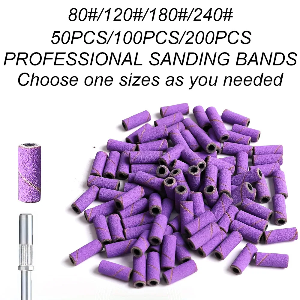 50 100 200Pcs Box 3mm Mini Sanding Bands 80 120 180 240 Grit Nail Drill Bits Manicure Tools Dead Skin Remover view 6