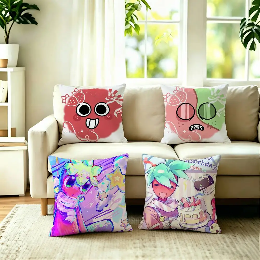 S-Sprout D-Dandys W-World Pillow Case Square Double-Sided Sofa Cushion Cover Bedroom Bedside Pillow
