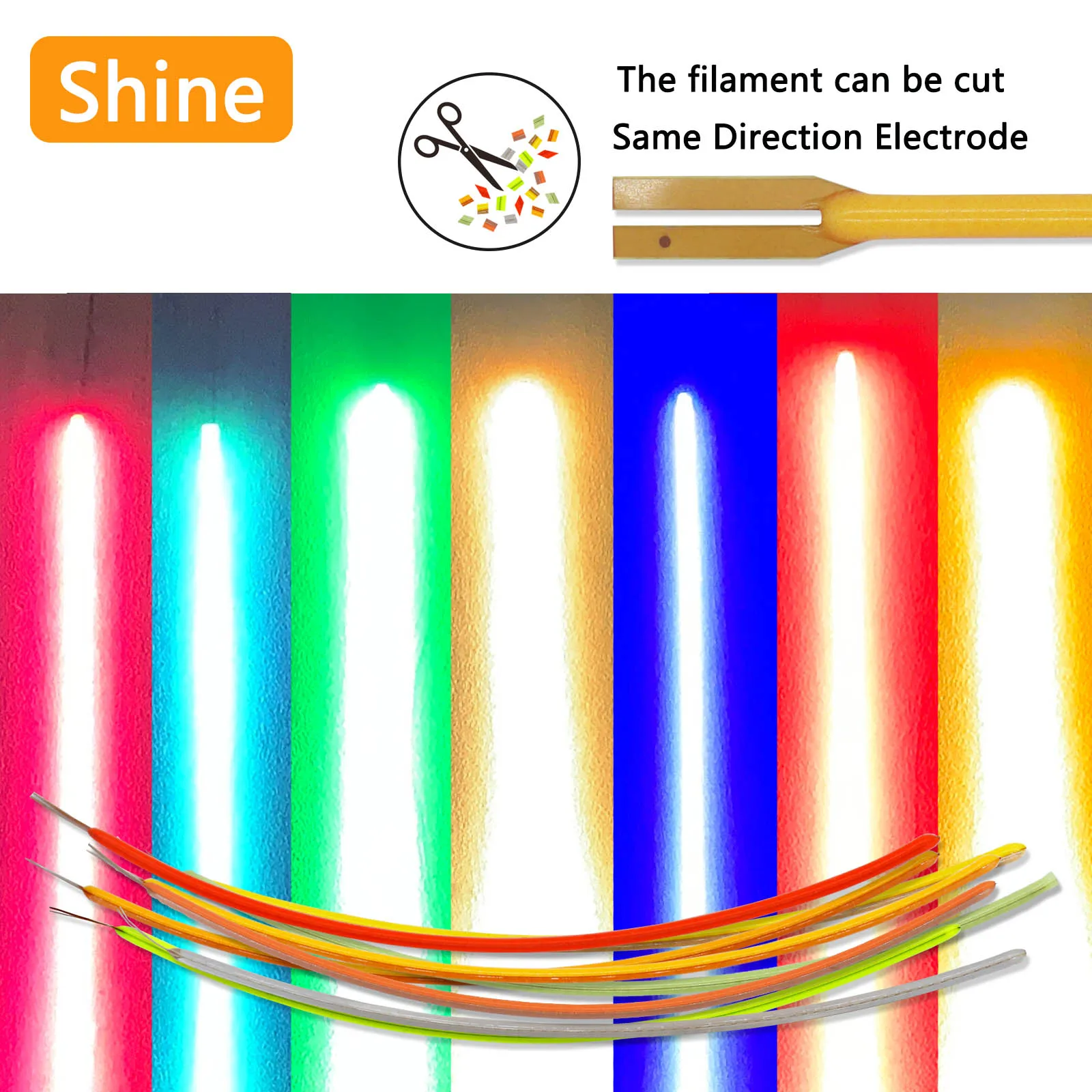 10pcs LED Flexible Same Polarity Filament 3V 25mm 80mm 128mm 300mm Can Be Cut Outdoor Decorative Light Bulb Accessories