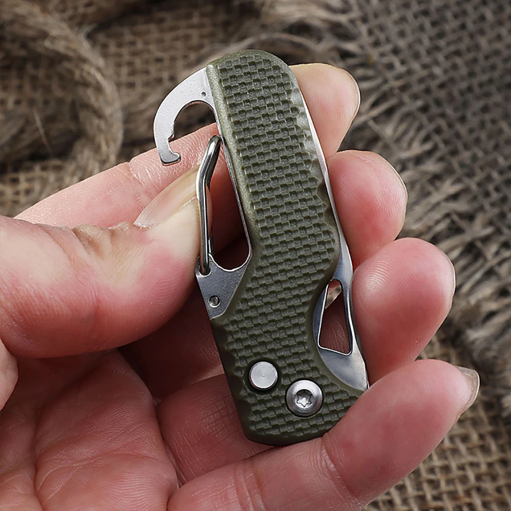 Portable Multifunctional Tool Knife Foldable Serrated Sharp Express Parcel Knife Keychain With Hook Cut Rope Survival Tool