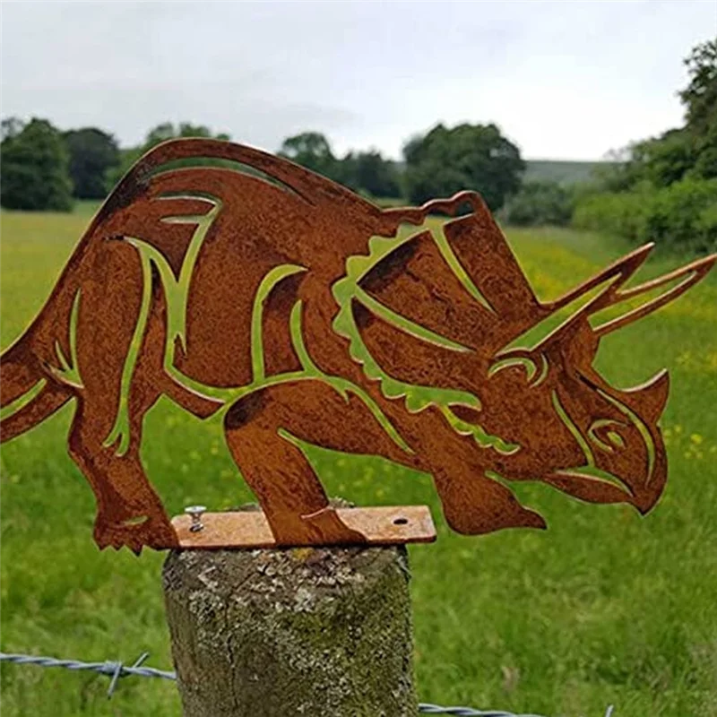 

Classy-Metal Dinosaur Fence Post Topper,Dinosaurs