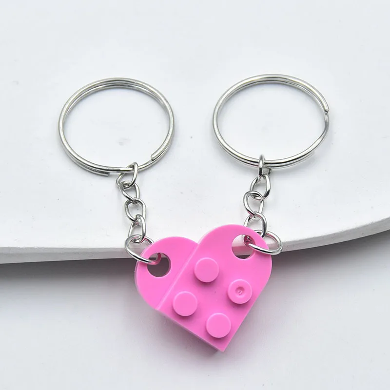 Heart Keychain Small Brick Matching Pendant for Couples