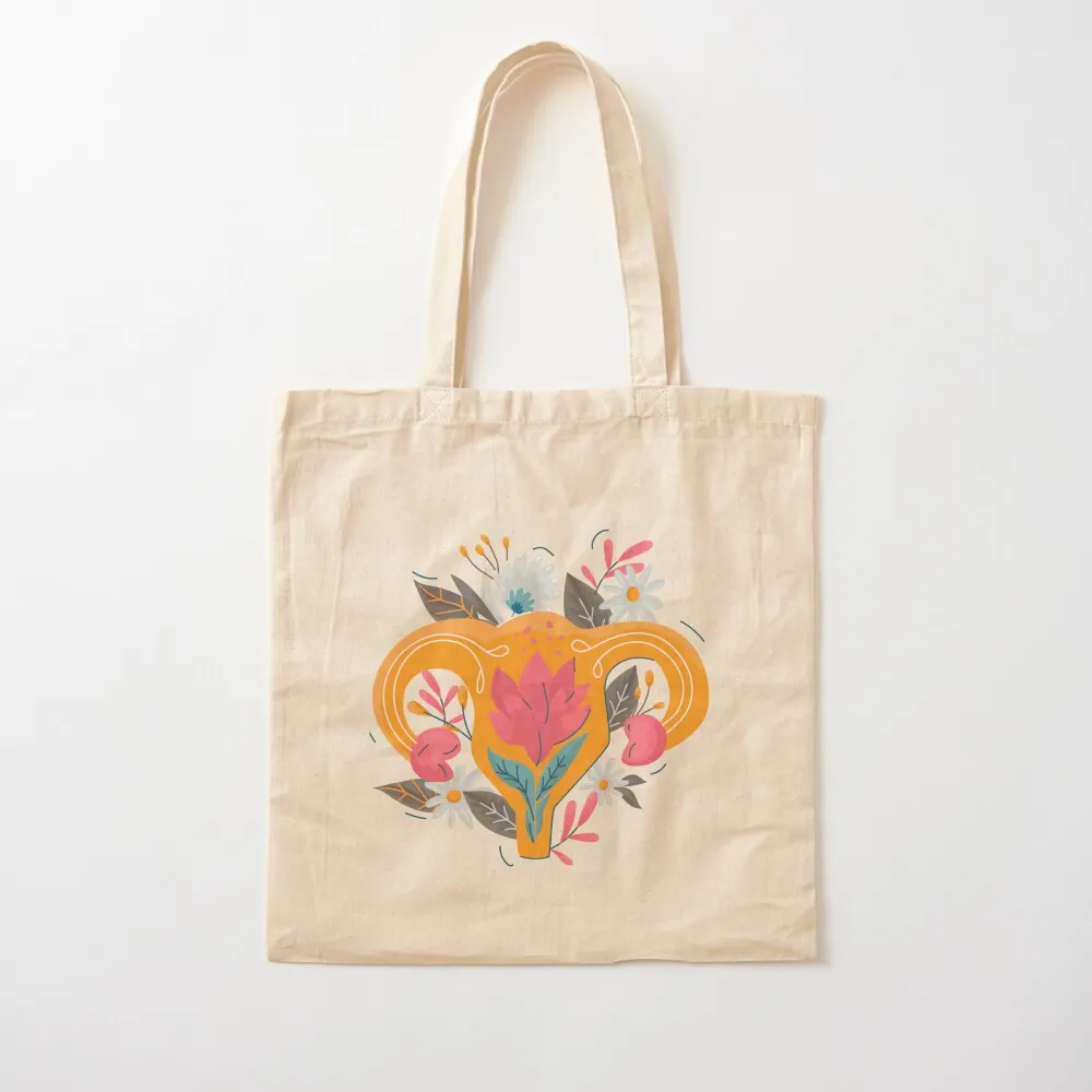 

Uterus with floral decoration cartoon female symbol Tote Bag Customizable tote Women's Shopper Canvas