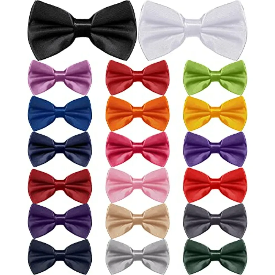 

Hercicy 20 Pieces Bow Ties for Men, Formal Satin Solid Tuxedo Adjustable Length Pre Tied Bow Ties for Wedding Celebration