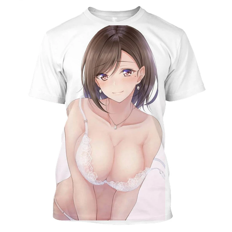 Sexy Anime Girls Graphic T Shirt 3D Printed Harajuku Kawaii Hentai Bikini T Shirts Men Streetwear Punk Tops Women Casual Tee y2k