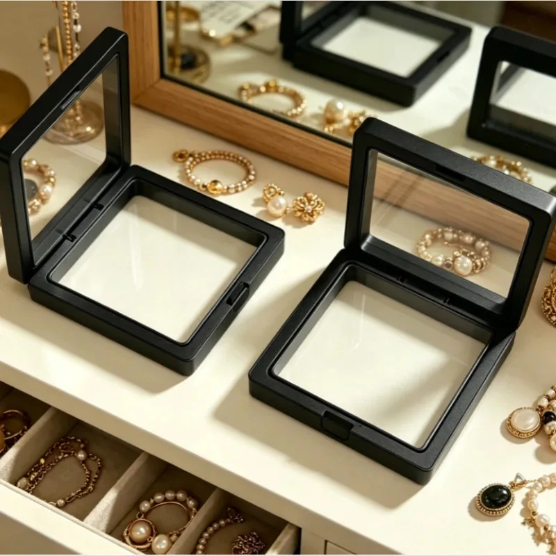 10/20/30Pcs PE Film Jewelry Storage Box Standalone Display Stand Floating Frame Film Sheet Ring Earrings Necklaces Display