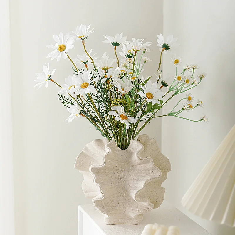 European Style Plain Fired White Ceramic Vase with Frosted Texture Hydroponic Dry Flower Insert Home Decoration Gift Crafts