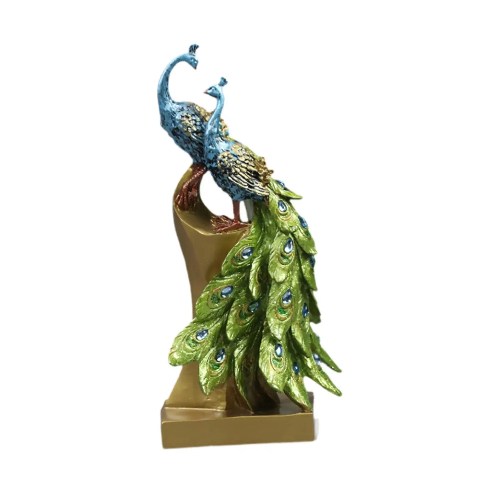 

Peacock Statue Collectible Modern Resin Animal Sculpture Tabletop Ornament for Shelf New Year Fireplace Table Centerpiece Office