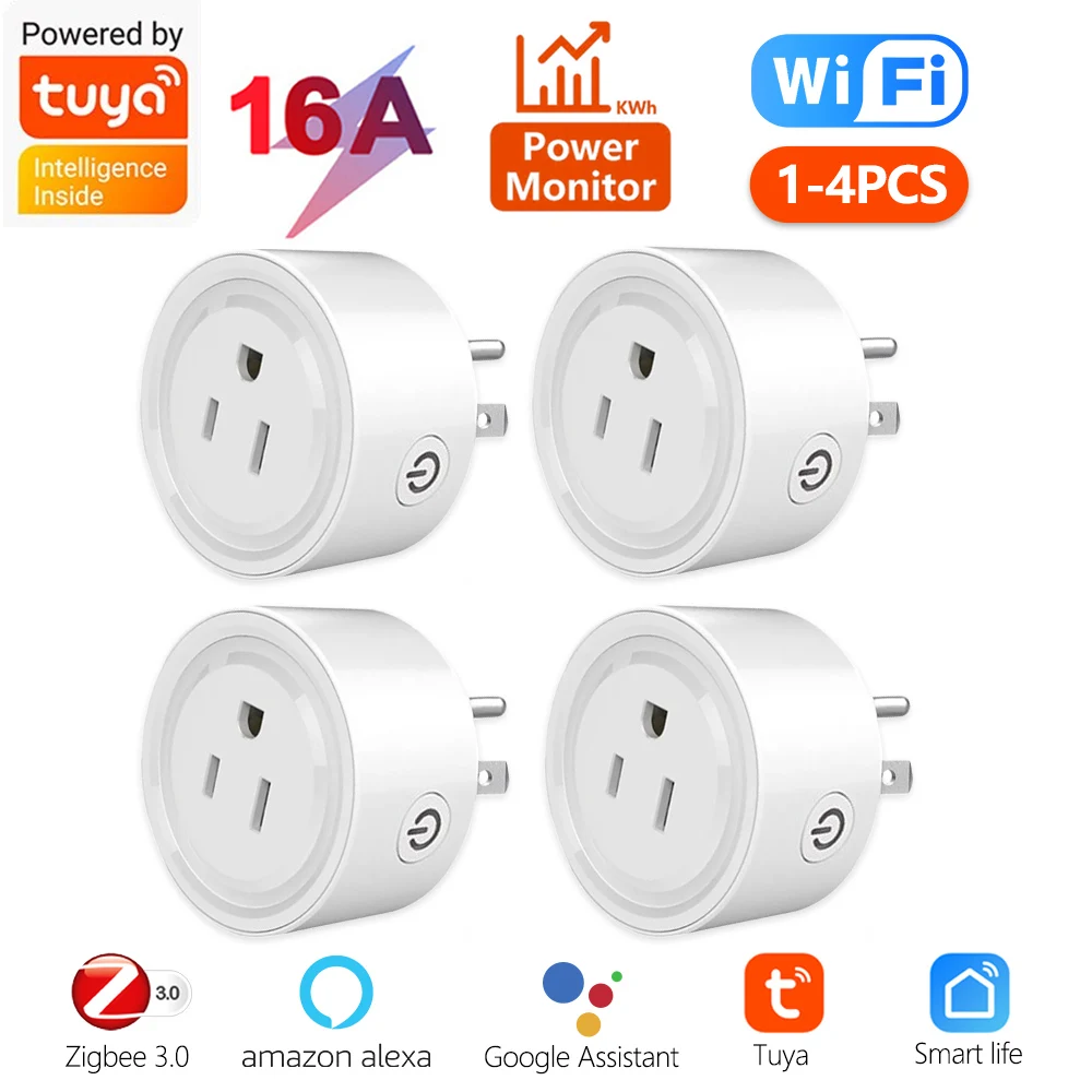 Tuya Smart Plug EUA, Tomada WiFi Zigbee com Monitoramento de Energia, Função Temporizador, Aplicativo Smartlife, Compatível com Alexa, Google Home,