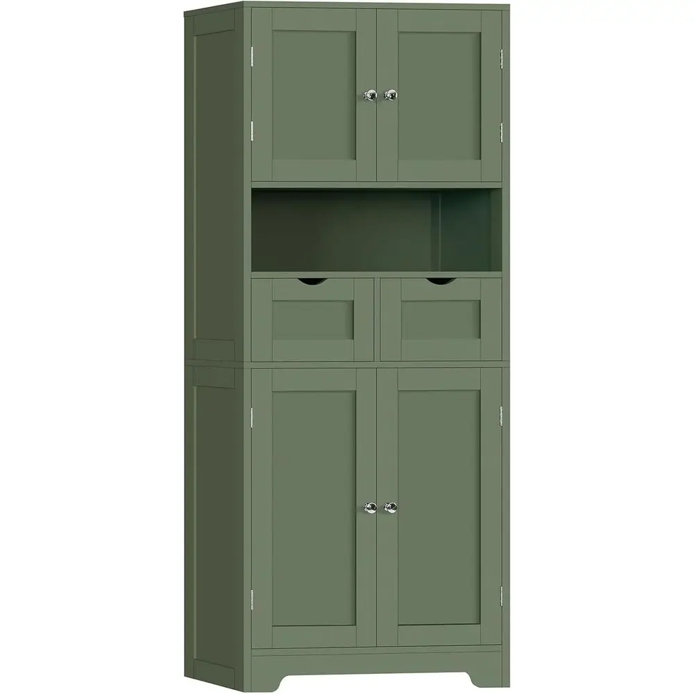 57.8 High Bathroom Storage Cabinet with 2 Drawers & 2 Shelves, Suitable for Living/Dining Rooms, Entryways in Forest Green