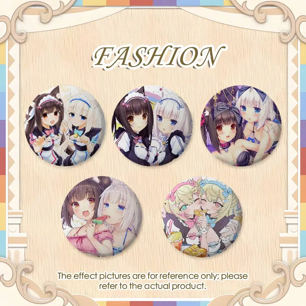 

Cute N-NekoparaS Anime Badges Round Exquisite Badge Brooches Creative Pins For Clothes Hat Backpack Gift Accessories
