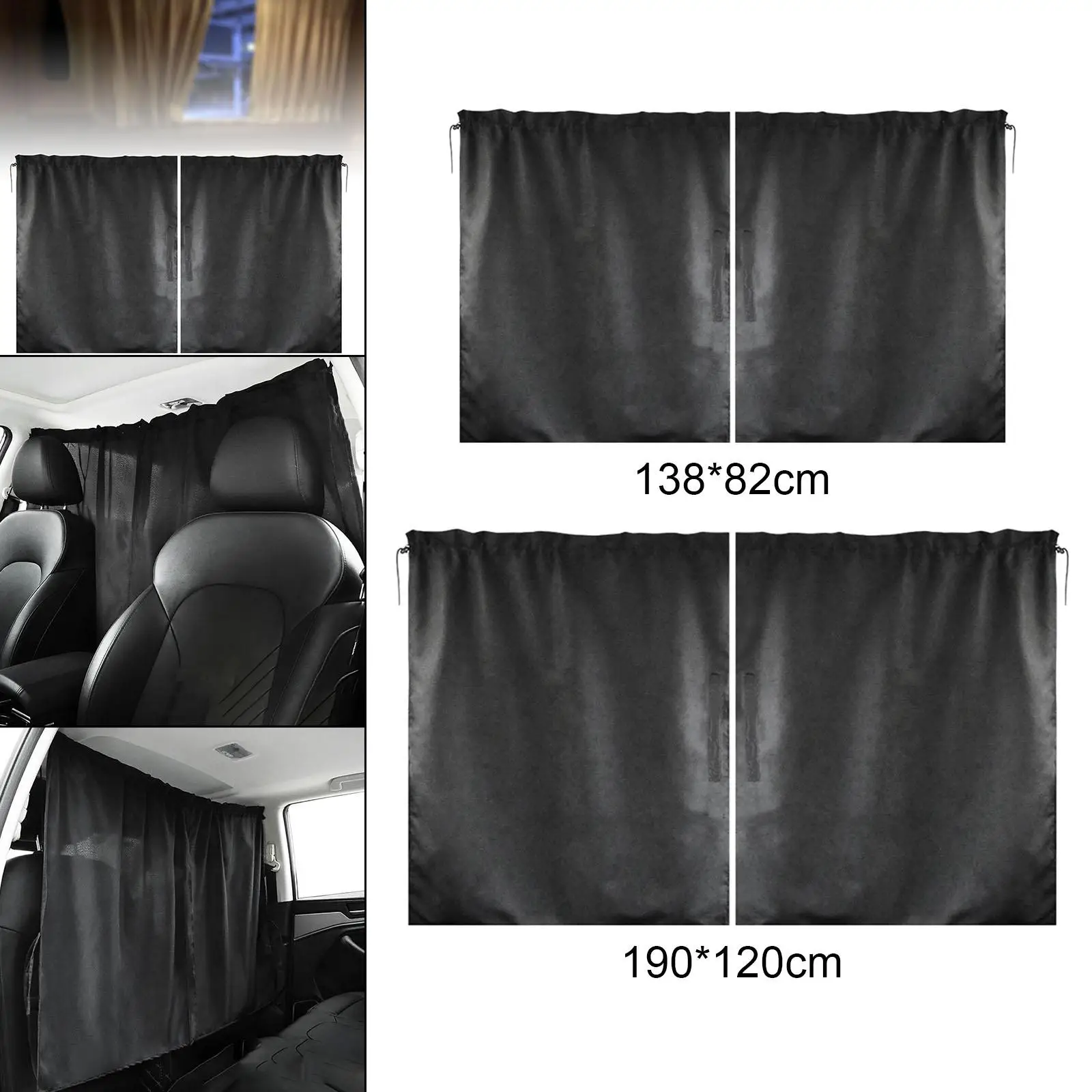 Car Isolation Curtain Detachable Simple Curtain Sealed Privacy Curtain Blackout Fit for Business Vehicle Van