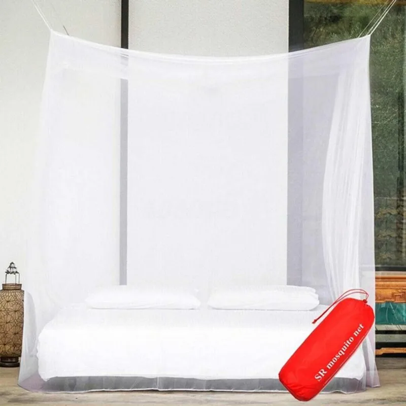 White Travel Large Mosquito Net Storage Bag Home Textile Indoor Portable Four-Corner Anti-Mosquito Outdoor Canopy 200*200*180cm