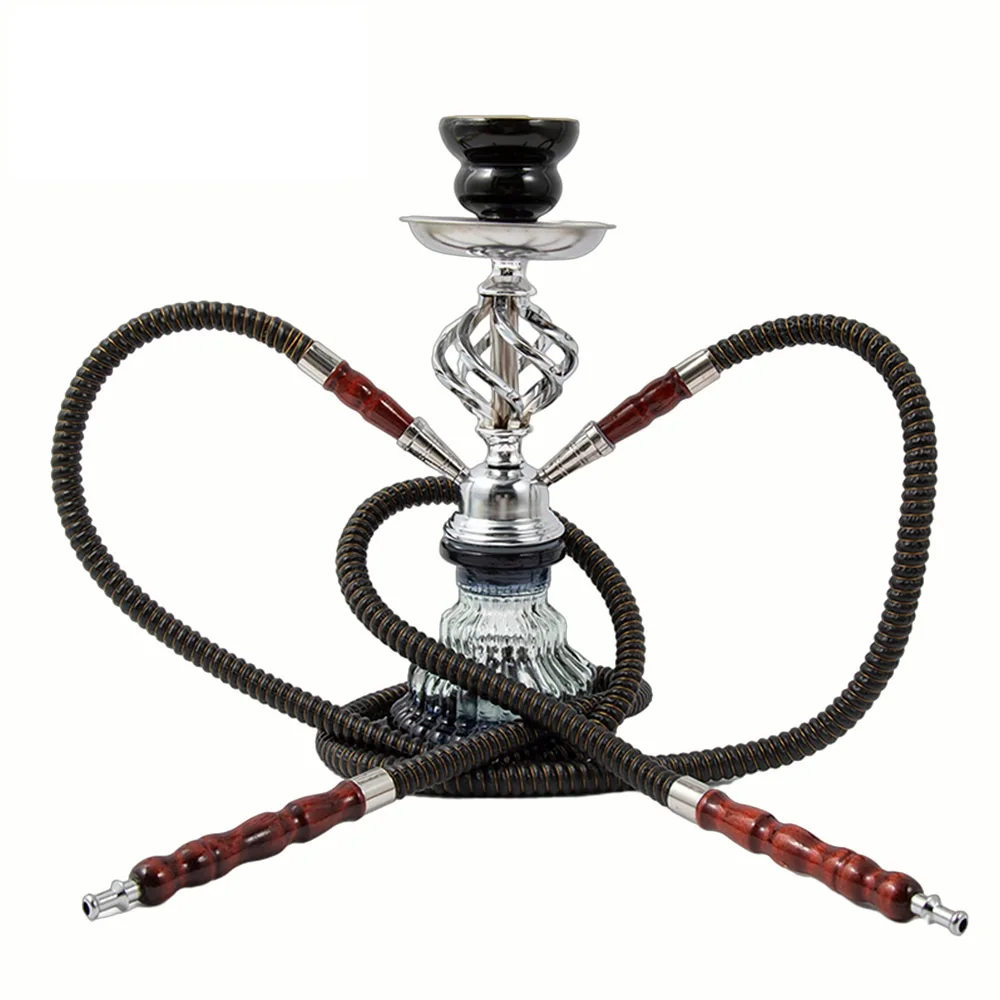 مجموعة شيشة الشيشة الزجاجية الكاملة مع ملقط وعاء السيراميك خرطوم الشيشة الشيشة Nargile Sheesha Narguile Chicha أنابيب المياه النرجيلة