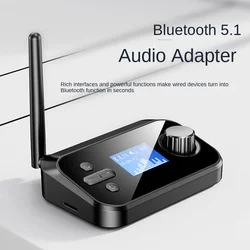 with Screen Fiber Coaxial Bluetooth 5.0 Audio Receiver and Transmitter Adapter with Tf Card Mp3 Player One to Two