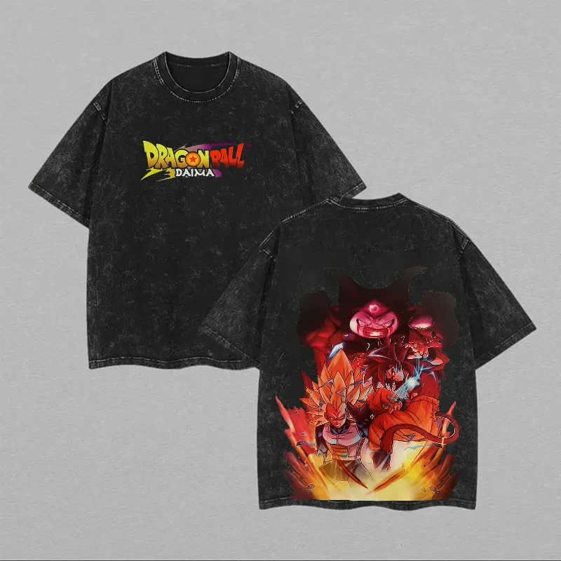 

Dragon Ball Daima T Shirt Gogeta SSJ4 Men Acid Wash Oversized Anime Mini Goku Cotton Vintage Gym Streetwear Graphic Back Tee