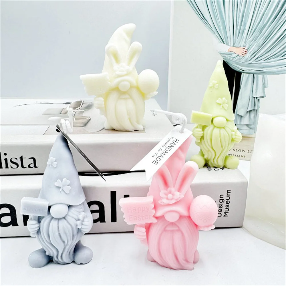 Cute Easter Dwarf Silicone Mold DIY Candle Easter Eggshell Dwarf Mold Plaster Doll Handmade Soap Mold Home Decor Crafts