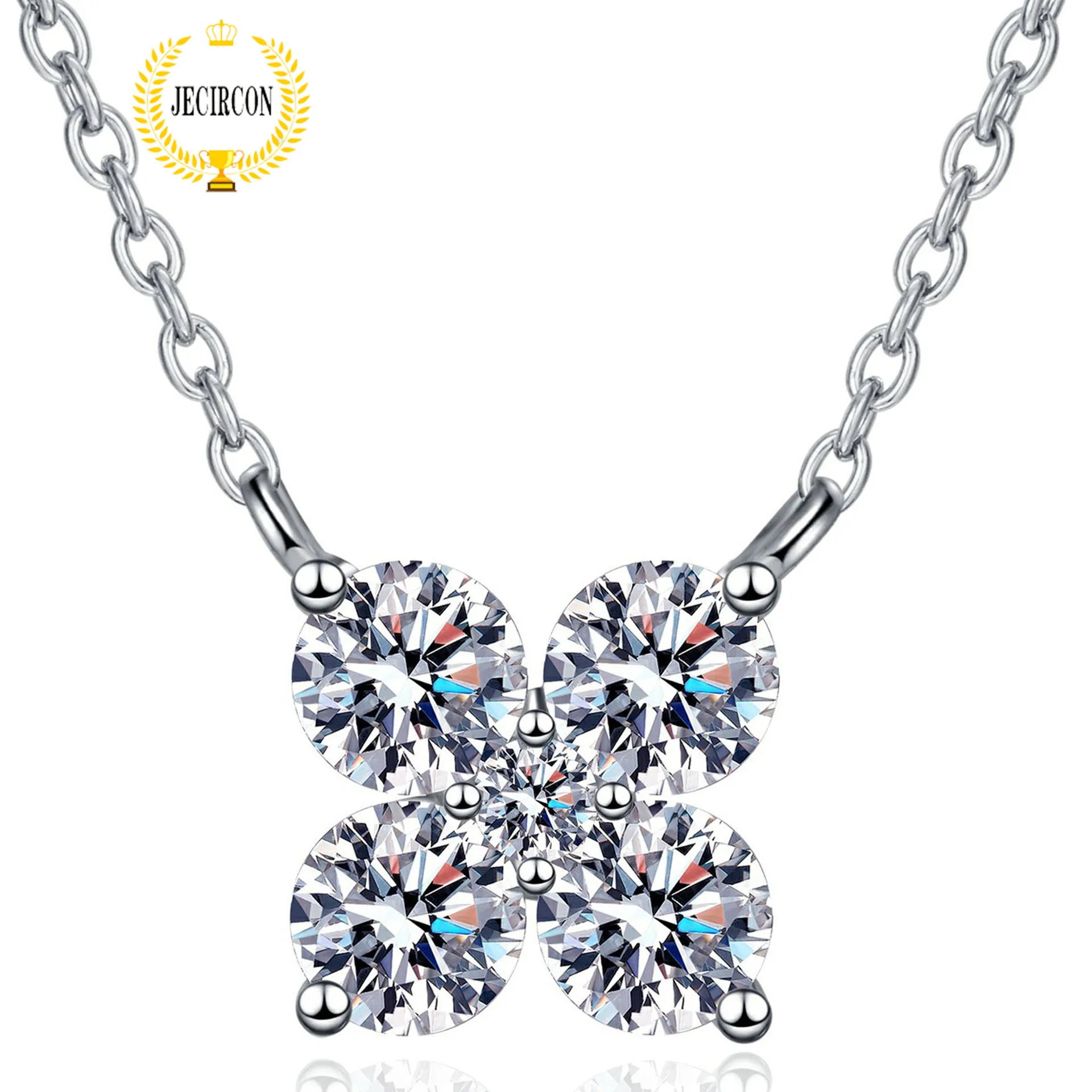 

JECIRCON S925 Sterling Silver Moissanite Necklace for Women Simple Petal Pendant High-end Daily Versatile Holiday Gift Jewelry