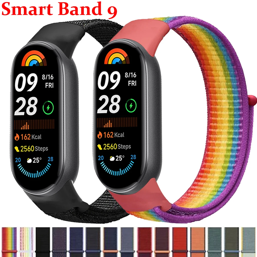 

Strap For xiaomi Mi Band 9 bracelet accessories Nylon Sport Loop Replacement Smartwatch belt pulseira correa miband 9 NFC strap