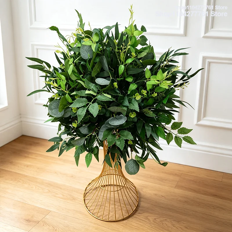 70cm bis 30cm Grüne Pflanzen Blumenball Künstliche Tischdekoration für Hochzeits- und Eventdekoration, Florale Arrangement für den Gang – Detail 4