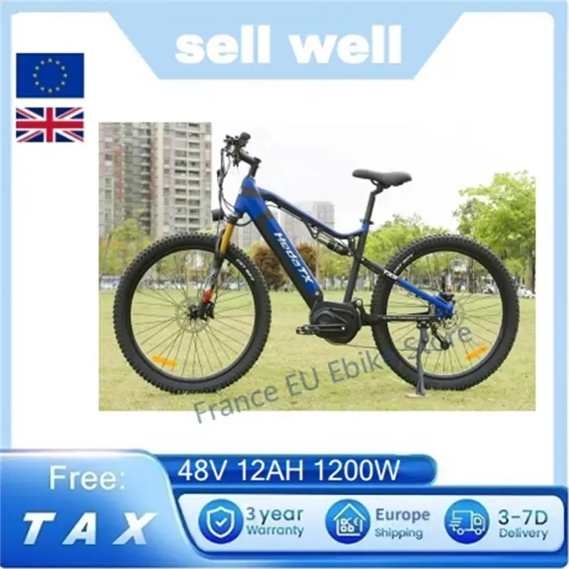 2024 New European Inventory 1200W Center Mounted Motor 48V18AH Detachable Battery Mountain Electric Bicycle 55km/h Maximum Speed