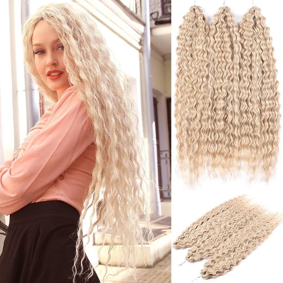 Ariel Hair Synthetic Twist Crochet Curly Hair 24 Zoll Water Wave Braid Hair Ombre Blonde Brown Deep Wave Flechten Haarverlängerung – Detail 9