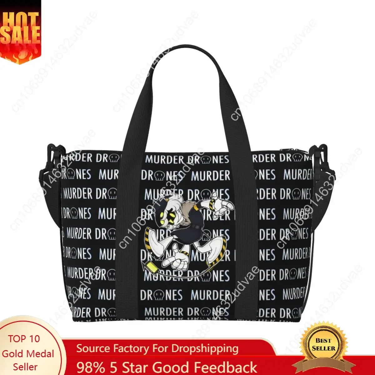 Custom Movies Murder Drones Anime Tote Bag Women Large Capacity Games Beach Gym Shoulder Travel Bag
