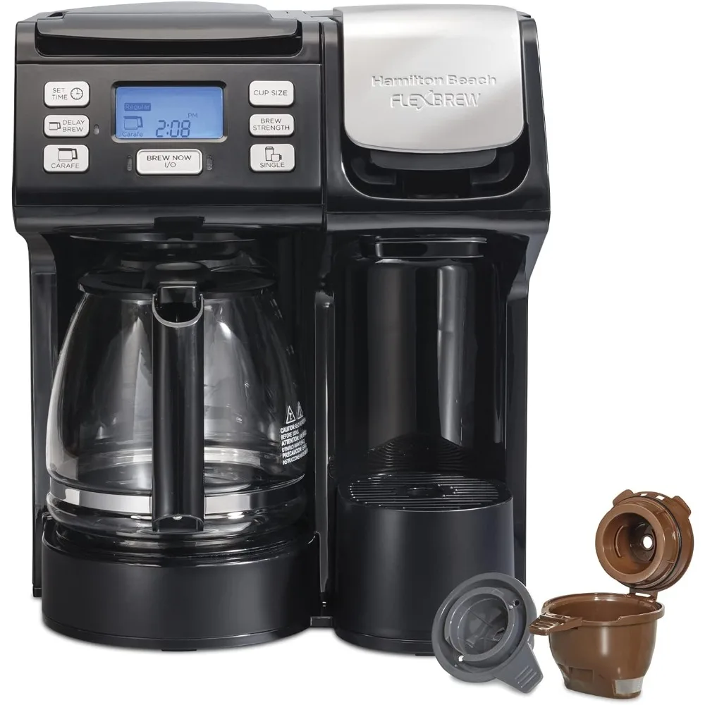 Cafeteira Compatível com K-Cup Pods ou Grounds, Combo, Single Serve, Full 12c Pot, Preto-Fast Brewing