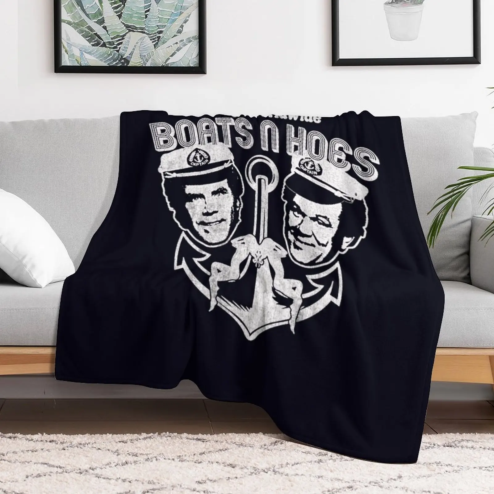 Boats N Hoes Step Brothers Throw Blanket Plush Sofa Beach funny gift Blankets