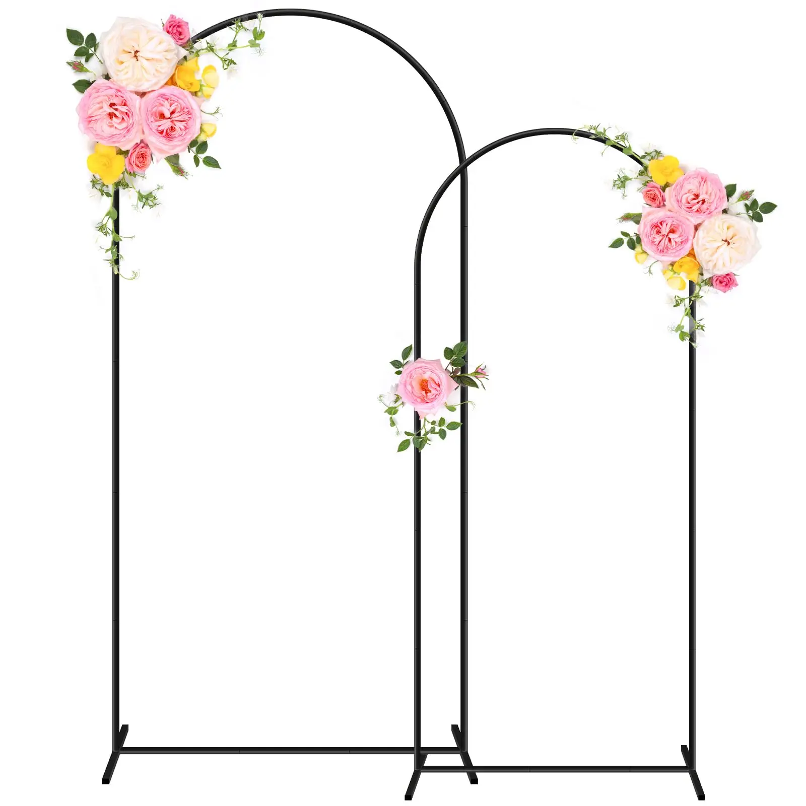 Support d'arrière-plan pour arc de mariage, arc carré en métal noir de 6.6 pieds pour cérémonie de mariage, stand Photo, jardin extérieur, arc de ballons floraux