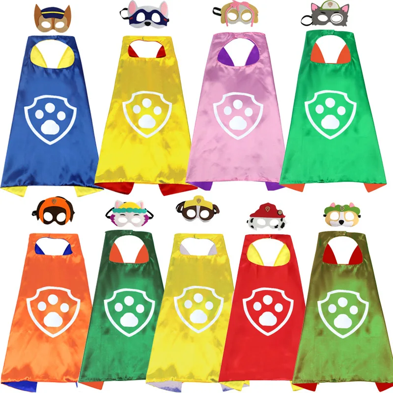 New Paw Patrols Ryder Skye Cosplay Cartoon Children Mask Cloak Toy Set Halloween Party Decoration Birthday Gifts