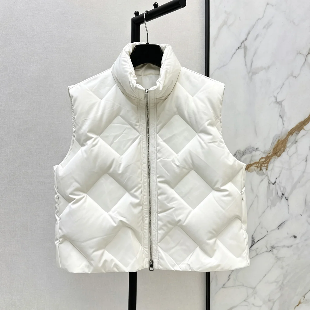 High Quality Women Stand Collar Sleeveless Gilet Full Zip Up Short Vest Outerwear lyt2682277
