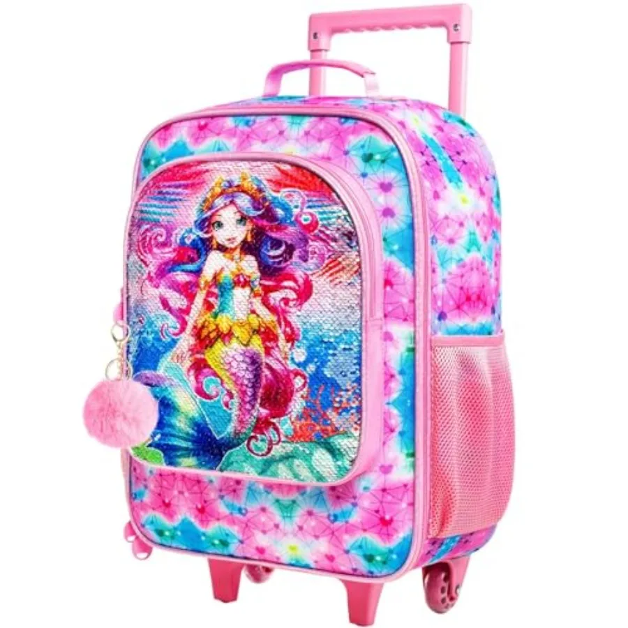 

Suitcases for Girls, Cute Mermaid luggage Rolling with Wheels, kids carry on luggage for Toddler Elementary Pink