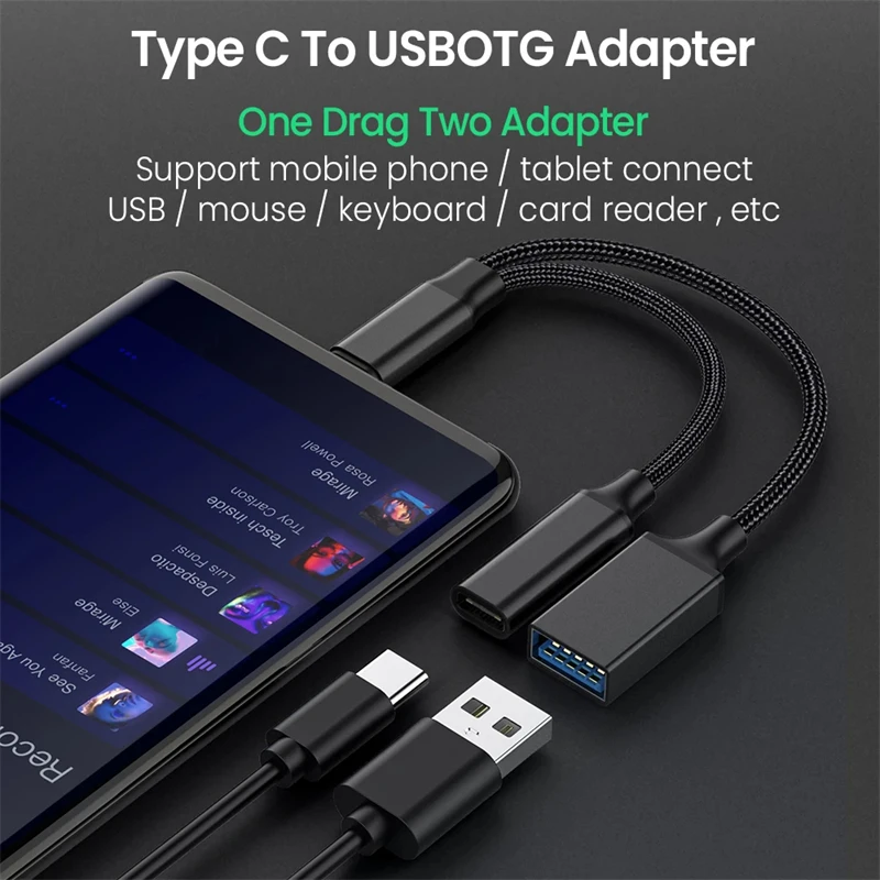 2-в-1 USB C OTG кабель адаптер для телефона Тип C штекер-USB C гнездо двойной порт USB сплиттер адаптер для Samsung Xiaomi